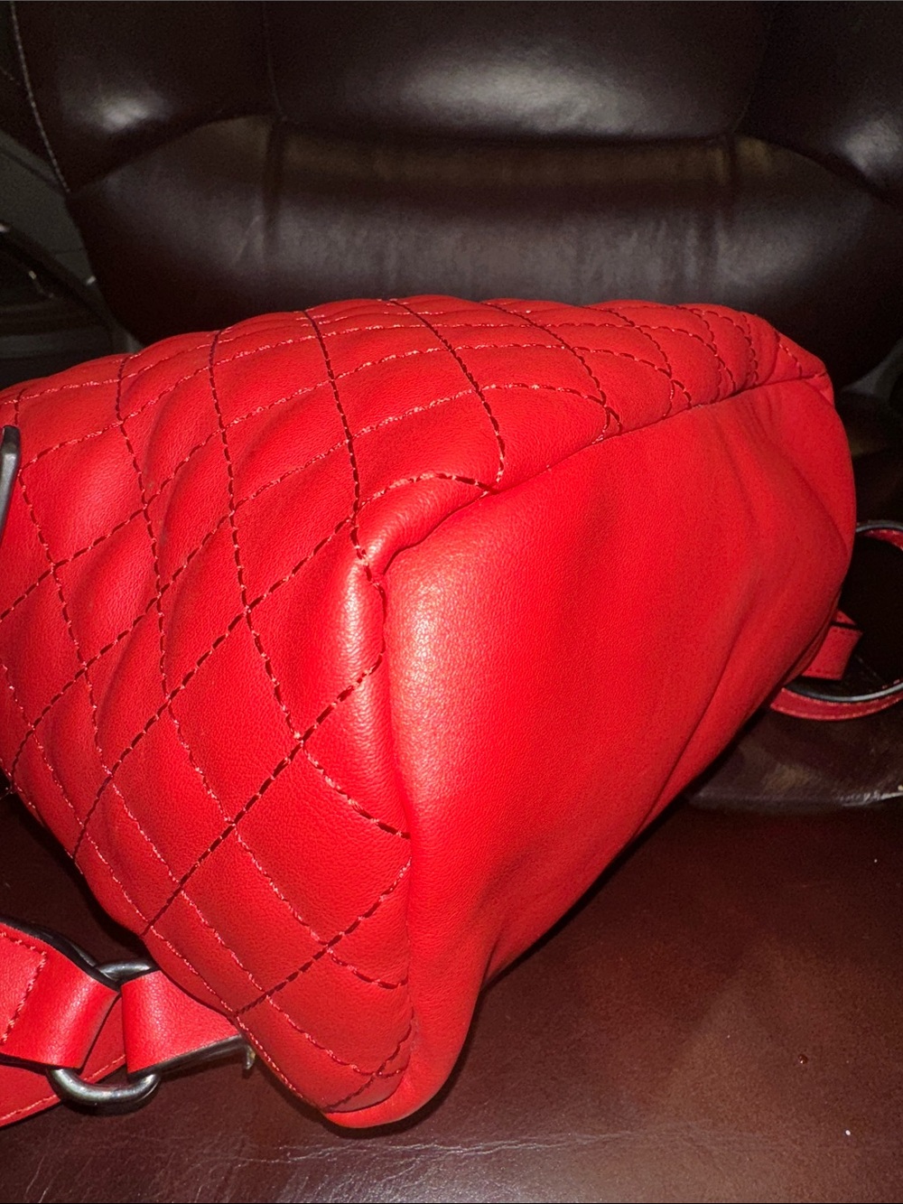 G By Guess Red Quilted Mini Backpack - Picture 8 of 16